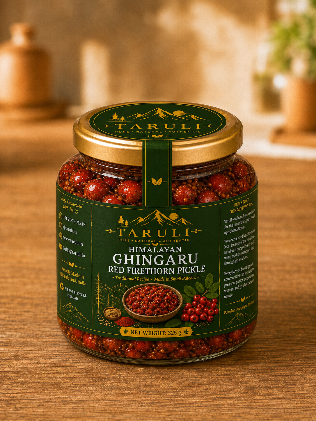 Taruli Himalayan Ghingaru Red Firethorn Pickle — 325g Jar