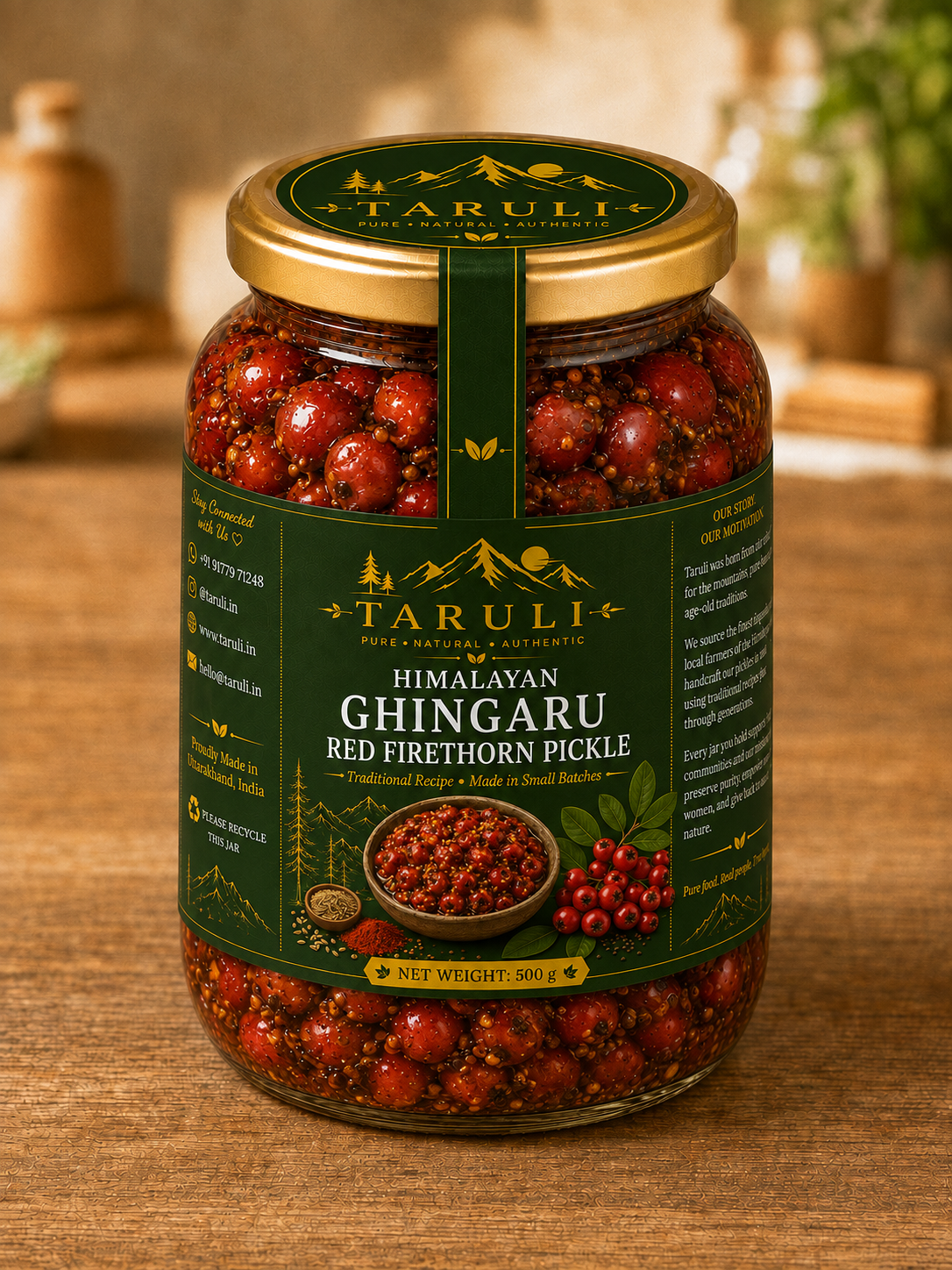 Taruli Himalayan Ghingaru Red Firethorn Pickle — 500g Jar