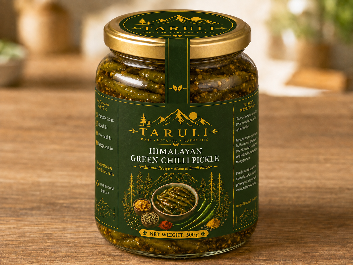 Taruli Himalayan Green Chilli Pickle — 500g